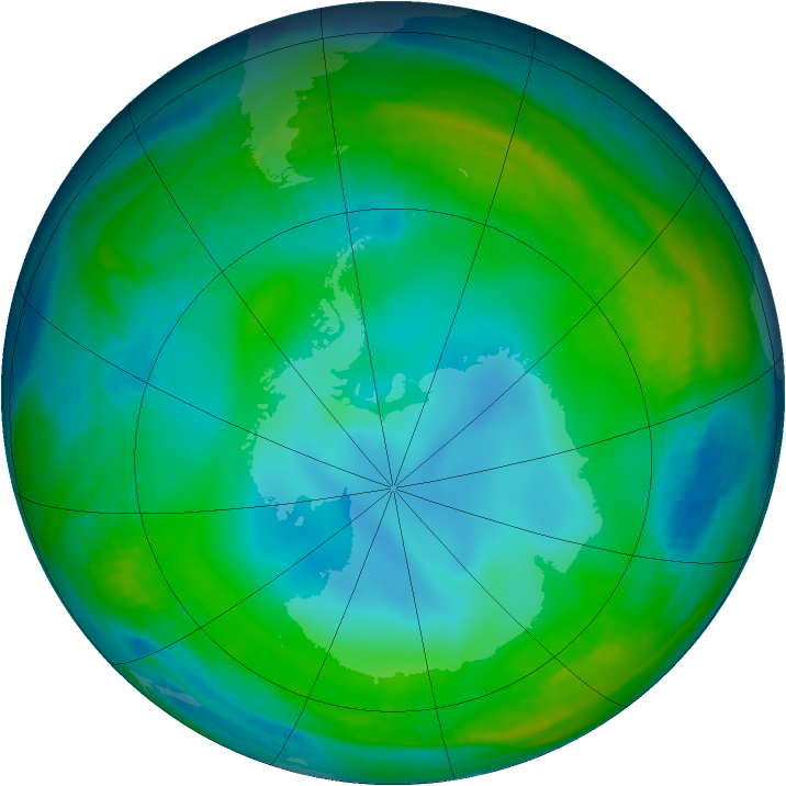 Antarctic ozone map for 24 June 1999